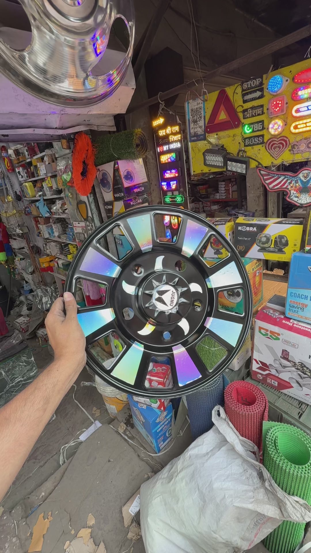 Black Kupa Straight design wheel cap / steel wheel cap / 15” inch size (4 pis inside) ब्लैक स्ट्रेट व्हील कैप 15” इंच साइज में / हेवी क्वॉलिटी 4 पीस आयेगा